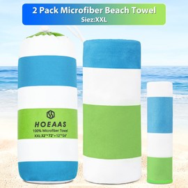 Microfiber Beach Towel,Quick Dry Camping Towel(60"x30"+24"x12") 2 Pack Sand Proof Ultra Soft Extra Large Beach Towels,Compact Lightweight Super Absorbent Travel Towel for Pool Swim Camp Yoga Bath