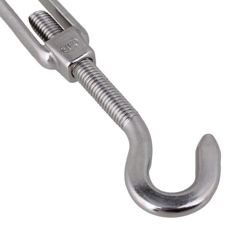POFET 2pcs M12 Stainless Steel 304 Hook & Hook Turnbuckle