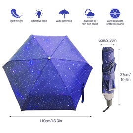 Children's Reflective, Waterproof Umbrellas, Ultralight, Children's Umbrella with Safety Reflectors, Ventilated Windproof, Children's Umbrella for Girls and Boys, Blue
