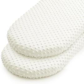 Entisn Bassinet Fitted Sheet Set of 2, 33 x 17 Inch Minky Dot Cradle Sheets for Boys and Girls, Soft and Warm Fleece Nursery Bedding for Oval Bassinet Mattresses (White)