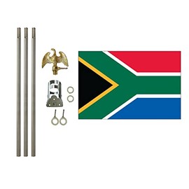 South Africa 3x5 ft Outdoor Flag and Flag Pole Set, Combination Comes with a 3x5 ft Polyester Flag a 6 ft long 3/4 inch Diameter Aluminum Pole with Bracket (South Africa)