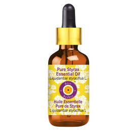 Deve Herbes Pure Styrax Essential Oil (Liquidambar styraciflua L) with Glass Dropper Steam Distilled 30ml (1 oz)