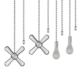 EIFHYT 12 inch Ceiling Fan Pull Chain with Decorative 3 mm Frosted Light Bulb and Fan Cord Extender Chains for Mounted Ceiling Fans and Light Fixtures (Nickel)