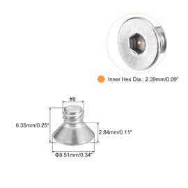 QUARKZMAN #8-32x1/4 Inch Flat Countersunk Socket Cap Screws 100 Pieces 304 Stainless Steel Hexagonal Socket Flat Head Screws Full Thread Countersunk Bolts