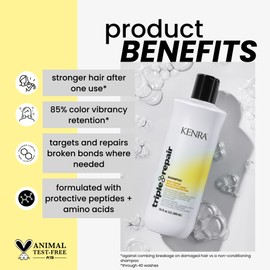 Kenra Professional Triple Repair Shampoo | Targets & Repairs Weak or Broken Bonds | Split Ends | Damaged Hair | Bond Builder | Sulfate-Free | 10.1 fl. oz.