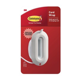 Command Cord Wrap, 2 Units and 4 Medium Strips, White, 1 Unit Holds up to 6 ft of Charding Cord, Great for Damage-Free Electronics Organization Under Desk