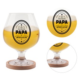 CHARMIBLE Papa Geschenk, Geburtstag Geschenk für Papa, Papa Geschenk Vatertag, Geburtstag Weihnachten Geschenk für Papa, Bierkrug Geschenk mit Untersetzern, 17OZ Bierkrug