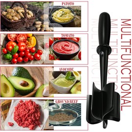 Meat Chopper, 5 Curve Blades Ground Beef Masher, Heat Resistant Mesher and Smasher for Hamburger Meat, Ground Beef, Ground Turkey and More, Hamburger Chopper Tool and Meat Fork, Non Stick Mix Chopper