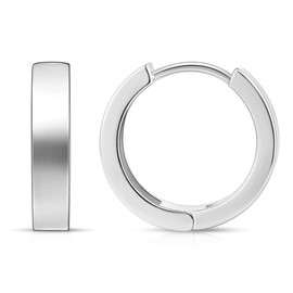 Gacimy Silver Huggie Earrings for Women 14k White Gold Plated, Small Hoop Earrings for Women, 1/2 Inch Round