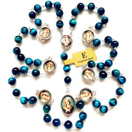 elegantmedical SEVEN 7 SORROWS MARY Rosary Necklace Catholic, Tigers Eye