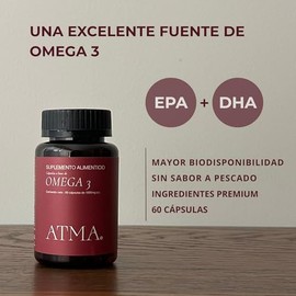 ATMA Suplemento Alimenticio Omega 3 1000 mg | 60 Cápsulas Blandas | Ácidos Grasos EPA y DHA | Apoya el Bienestar General y el Equilibrio Diario | Sin 