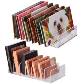 YRDGRG 2 Pcs Eyeshadow Palette Organizer Use for Bathroom Countertops, Wardrobe, Shelf, Drawer, Sunglasses, Wallet, Contour Kit (Cosmetic Storage Box Small&Large) Makeup (Clear), 7.08x5.12x1.97 in