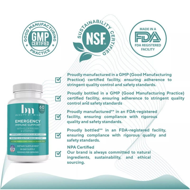 Emergency Immune Support 1000mg with Elderberry & Vitamin C (60