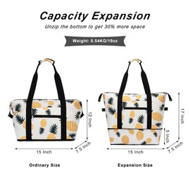 HAWEE Expandable Duffel Bag for Women with Trolley Sleeve and Wet Pocket Water Repellent Weekender Travel Tote Large Capacity Carry On Overnight Luggage, Pineapple
