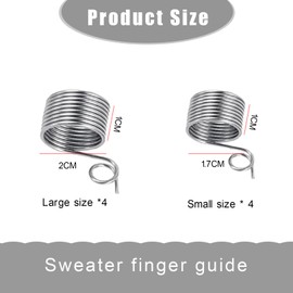 Pack of 8 Knitting Ring Fingers, Stainless Steel Knitting Thimble, Crochet Ring, Finger Yarn Guide, Knitting Frame Utensils, Knitting Accessories, Knitting Aid, Thread Ring, Knitting, Crochet Ring