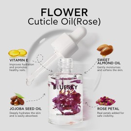Bluesky Flower Cuticle Oil (Rose) for Nails, 10ml, Nourishing, Hydrating, Healthy Nails, Essential Hand and Nail Care, Nail Oil for Cuticles, Contains Rosehip, Almond and Jojoba Oil