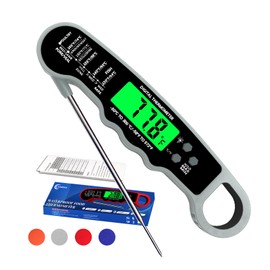 Termómetro digital para carne IP67 impermeable para cocinar y hornear, termómetro de carne de lectura instantánea con luz de fondo, función de sujeción e imán para cocina, carne de res, parrilla,