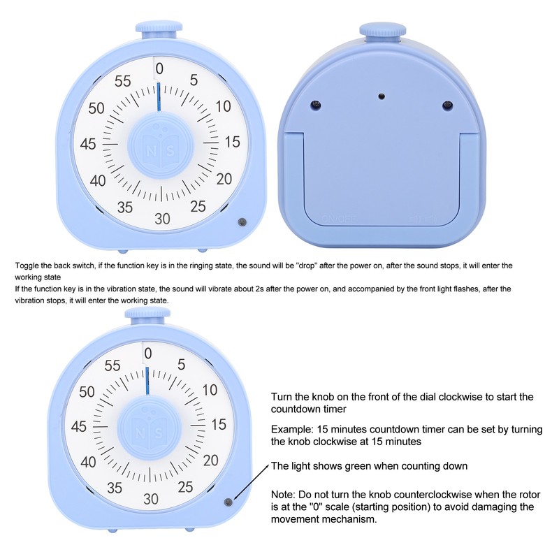60 Minute Visual Timer for Kids Adults with Two Reminder