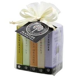 Plantlife Soap Sampler Pack Gift Set (5 Scented Bars) with Natural Ingredients - Lemongrass, Peppermint, Vanilla Orange, Patchouli, Lavender - 1 oz Each
