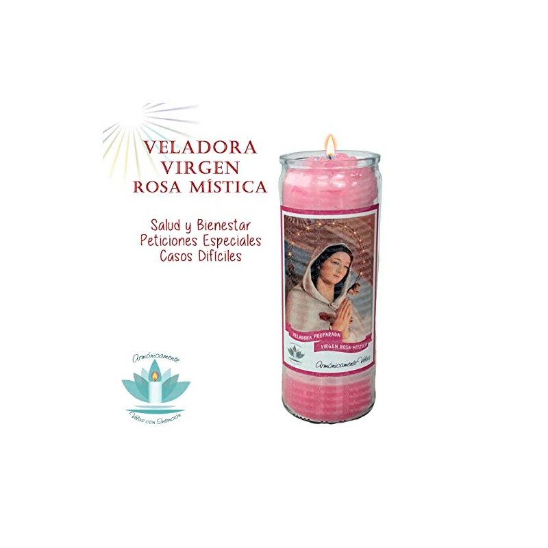 VELADORA VIRGEN ROSA MÍSTICA | PROTECCIÓN, PAZ Y ARMONÍA, VELA