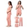 SUNNYBUY 3 PCS Maternity Breastfeeding Pajamas Set, Hidden Nursing Tops,
