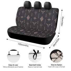 QZLAN Western Back Seat Cover - Bench Seat Protector - Rear Seat Covers - Western Car Accessories