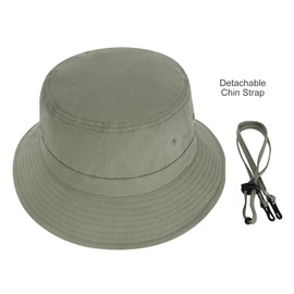 BOTVELA Summer Bucket Hat Washed Cotton Sun Cap for Beach, Fishing - Outdoor Vacation Boonie for Men Women (Army Green, 7 5/8-7 3/4)