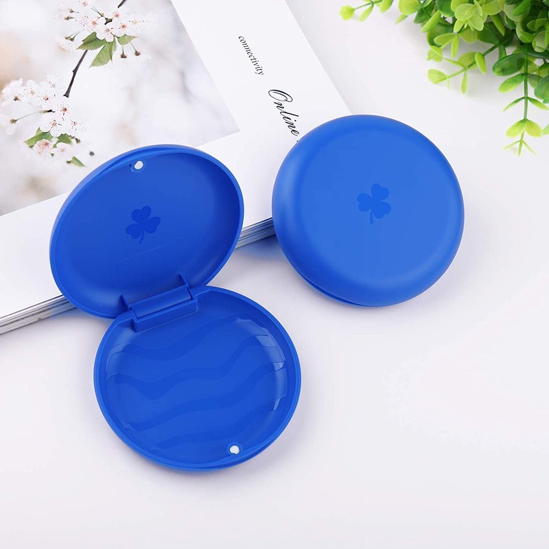 BICASUU (2 Pack) Retainer Case,Solid Orthodontic Retainer Case (Blue)
