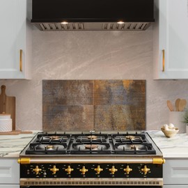 funlife Rusty Industrial Splashback - Oxblood Copper & Steel Patina Splashproof Cladding (14x28.5cm, 1mm)