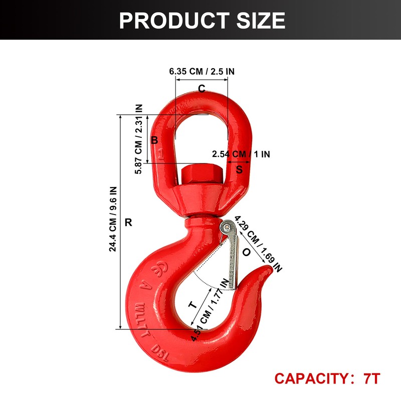 SCIEO 7 Ton Swivel Hook Heavy Duty Swivel Lifting Hook