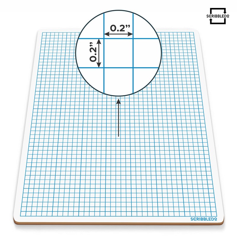SCRIBBLEDO Dry Erase Graph Whiteboard 9" x 12" Double Sided