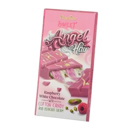 Angel Hair Chocolate Bar - 6 oz (170 G) Raspberry White Chocolate with Cotton Candy and Pistachio Cream – 6 oz (170 G) - Quantity: Pack of 2
