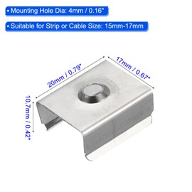 MACHSWON LED Strip Light Clips 100Pcs Mounting Bracket Fixing Clips Stainless Steel Clamp Holders with Screws for 15mm-17mm Neon RGB Light Cable Ribbon