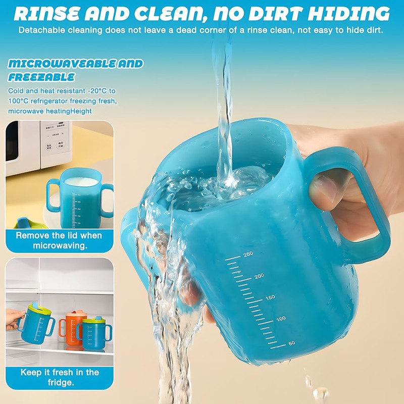 HOVCEH 2 PCS Elderly Spill Proof Cups, 280 ml Unspillable