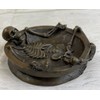 Art Deco Skeleton Skull Ashtray Bar Office Home Decor Bronze