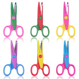 6 Kids Scissor Set, Craft Scissors, Color Decorative Paper Edge Scissor Set, Double Color Scissor Set for Crafts, Scrapbooking, DIY Photos and Art Projects