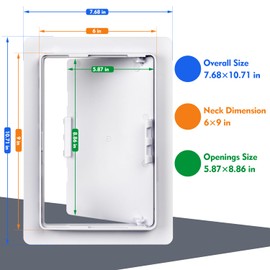 Donext Access Panel for Drywall 6x9 in, Plastic Wall Panels for Plumbing, Wiring and Cables, Electric Cover, Easy Install, White