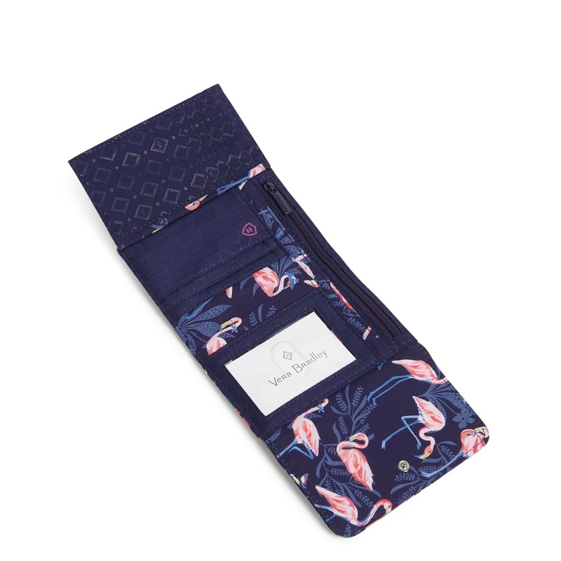 Cotton Riley Compact Wallet With Rfid Protection, Flamingo Garden, One