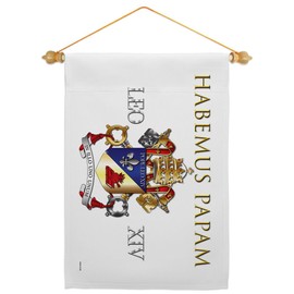 Pope Leo XIV Coat of Arms Wall Scroll Canvas Set Flag Memorabilia Decor Religiou Sign Picture Print Habemus Papam Decorations American Papal Poster Vatican Tapestry Catholic Gifts Made in USA