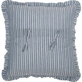VHC Brands Sawyer Mill™ Graphic/Print Chambray Cotton Farmhouse Stenciled Square Pillow 18x18 Filled Bedding Accessory, Windmill Blue