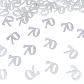 Number 70 Confetti Birthday Decorations Silver Glitter 70th Birthday Confetti Table Scatter Decoration Supplies for Birthday Anniversary Party