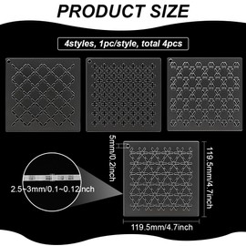 BENECREAT 4Pcs Acrylic Sashiko Stencil, Cross Acrylic Embroidery Tool Drawing Line Template for Hand Quilting and Embroidery, 2.5mm Thick