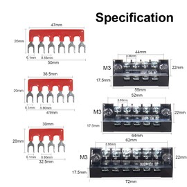 MILAPEAK Terminal Block and Strip - 6 Sets 4/5/6 Positions 600V 15A Dual Row Wire Screw Terminal Strip with Cover + Pre-Insulated Terminals Barrier Strips Jumpers and Insulated Fork Wire Connectors