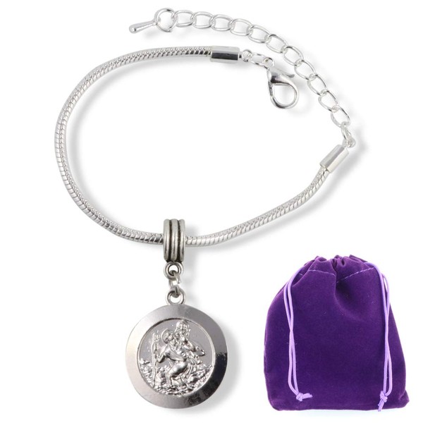 Emerald Park Jewelry Saint Christopher Snake Chain Charm Bracelet