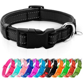 azuza Collar Reflectante para Perros, Collar Acolchado De Neopreno Suave para Mascotas con Anillo De Identificación, Ajustable para Perros Pequeños,