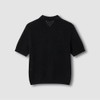JAJU Women's Crochet Collar Short Sleeve Knit_Black