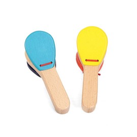 Toyvian Kids Wooden Toys Musical Wooden Castanet Clapper Finger Castanet Board Educational Early Learning Musical Percussion (Random Color) Handle Wood Castanet Musical Instruments Wooden Toys