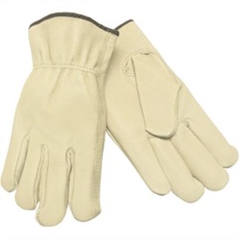 MCR Safety 3411L Grain Pigskin Driver Premium Grade Gloves with Keystone thumb, Cream, Large, 1-Pair