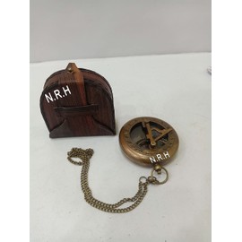 Nautical Sundial Compass Antique Vintage Style with Leather Box and Chain Birthday Gift Christening Gift Wedding Gift Best Man Valentine's Day Gift