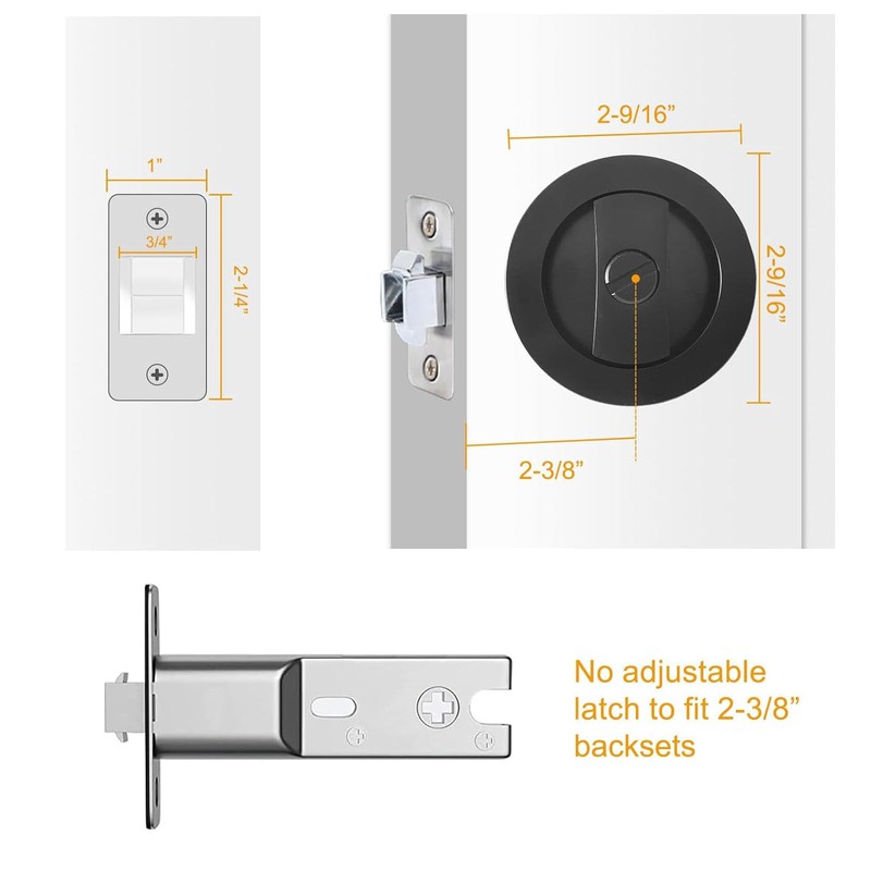 Betensh Keyless Pocket Door Lock - Round Sliding Door Handle,
